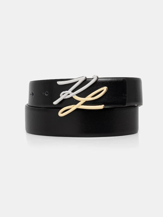 Zdjęcie produktu Karl Lagerfeld pasek dwustronny damski skórzany K / AUTOGRAPH czarny