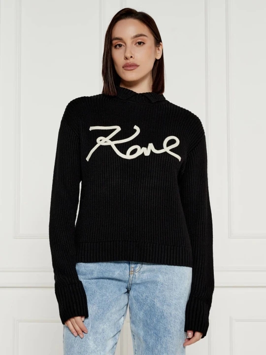 Zdjęcie produktu Karl Lagerfeld Półgolf | Regular Fit | z dodatkiem wełny czarny