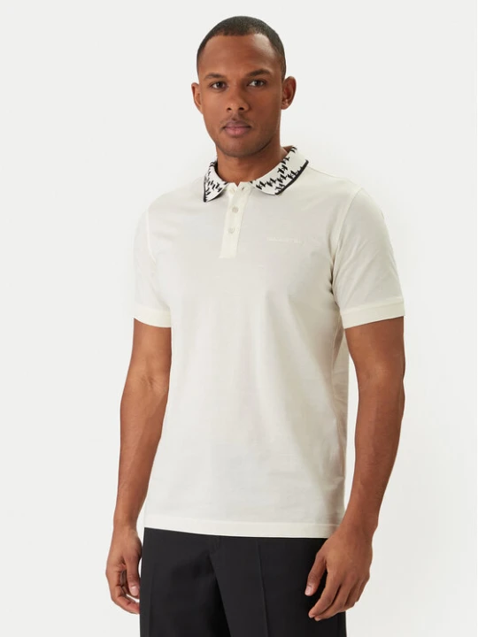 Zdjęcie produktu KARL LAGERFELD Polo 745010 562200 Écru Regular Fit Kremowy