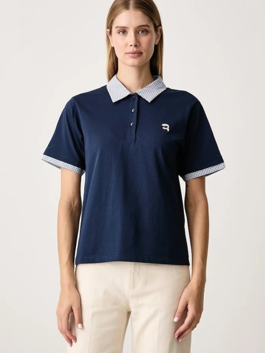 Zdjęcie produktu Karl Lagerfeld polo damskie bawełniane granatowy