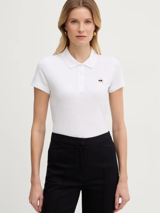 Zdjęcie produktu Karl Lagerfeld polo damskie bawełniane IKON biały