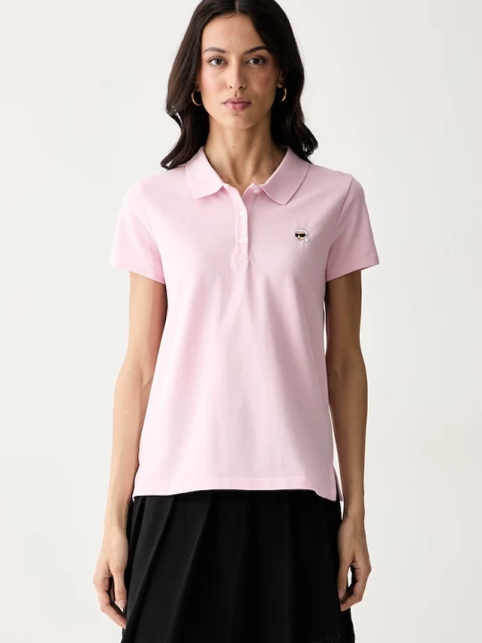 Zdjęcie produktu Karl Lagerfeld polo damskie bawełniane IKON różowy