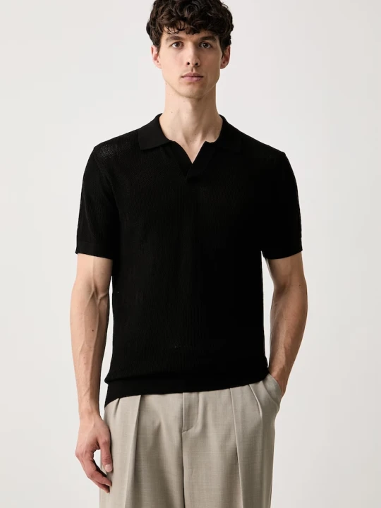 Zdjęcie produktu Karl Lagerfeld polo męskie ażurowe czarny