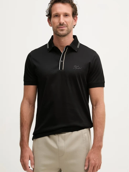 Zdjęcie produktu Karl Lagerfeld polo męskie bawełniane czarny