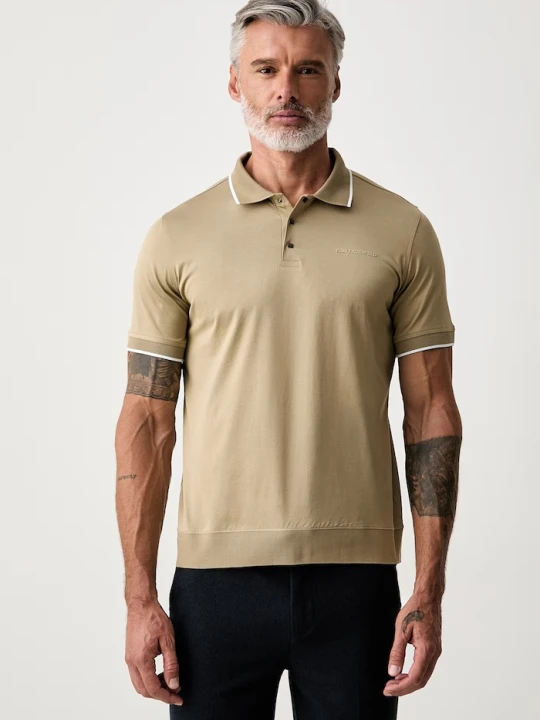 Zdjęcie produktu Karl Lagerfeld polo męskie bawełniane beżowy
