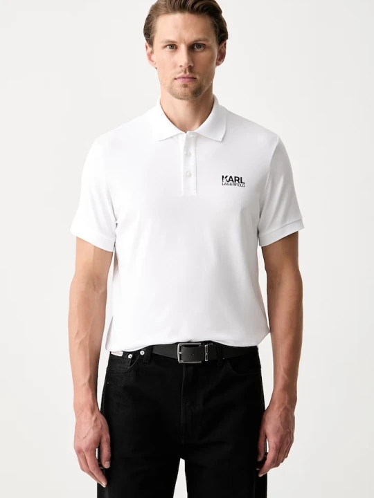 Zdjęcie produktu Karl Lagerfeld polo męskie bawełniane z elastanem biały
