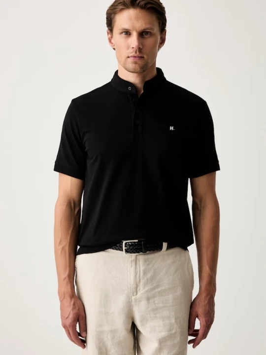 Zdjęcie produktu Karl Lagerfeld polo męskie bawełniane z elastanem czarny