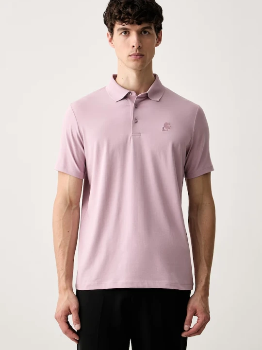 Zdjęcie produktu Karl Lagerfeld polo męskie bawełniane z elastanem różowy