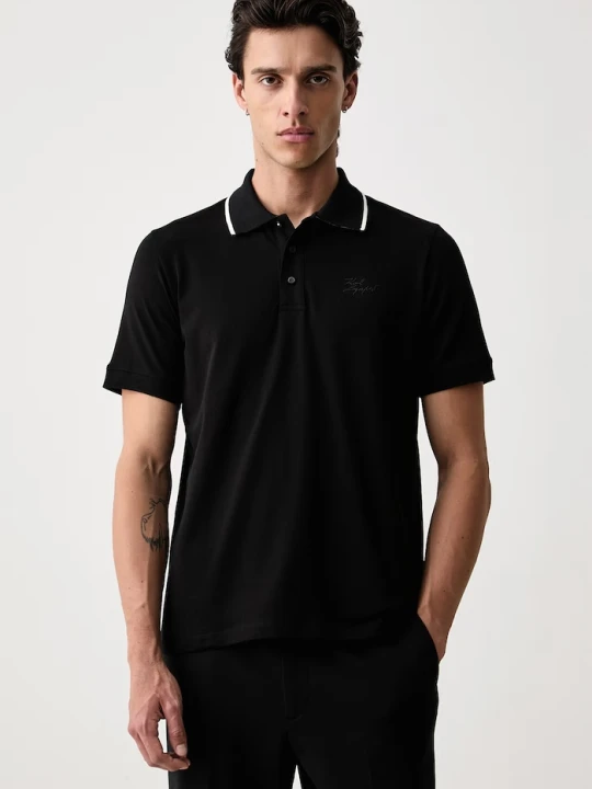 Zdjęcie produktu Karl Lagerfeld polo męskie z bawełną czarny