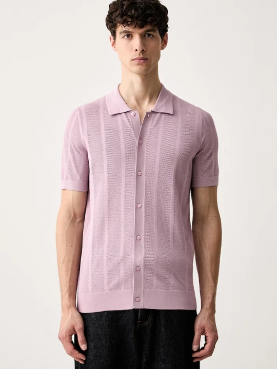 Zdjęcie produktu Karl Lagerfeld polo męskie z wiskozą różowy