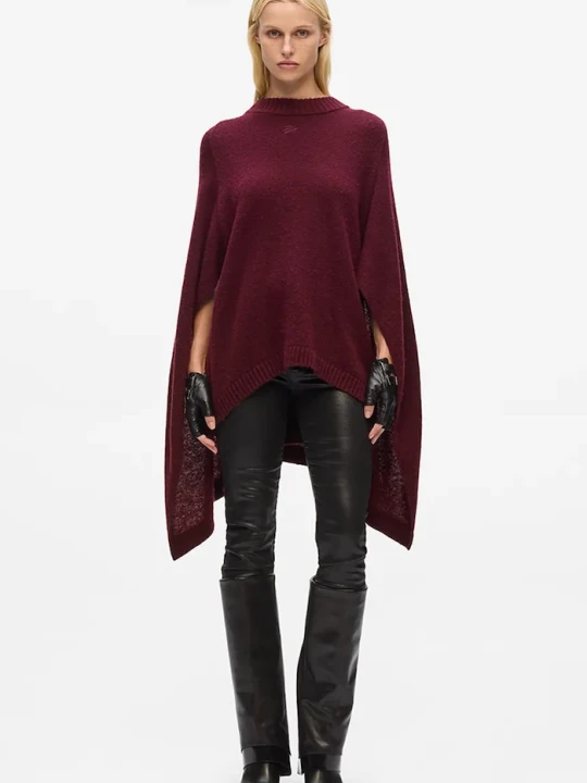 Zdjęcie produktu Karl Lagerfeld poncho wełniane bordowy