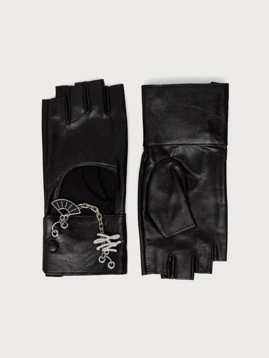 Zdjęcie produktu Karl Lagerfeld rękawiczki mitenki damskie skórzane czarny