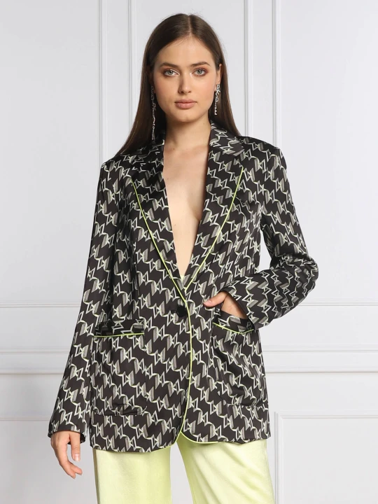 Zdjęcie produktu Karl Lagerfeld Satynowa marynarka MONOGRAM | Regular Fit czarny