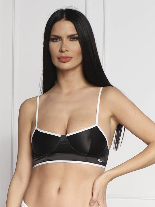 Zdjęcie produktu Karl Lagerfeld Satynowy biustonosz czarny