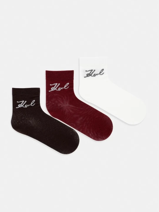 Zdjęcie produktu Karl Lagerfeld skarpety damskie z bawełną K / SIGNATURE 3-pack bordowy