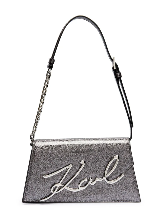 Zdjęcie produktu Karl Lagerfeld Skórzana torebka na ramię K/SIGNATURE 2.0 srebrny