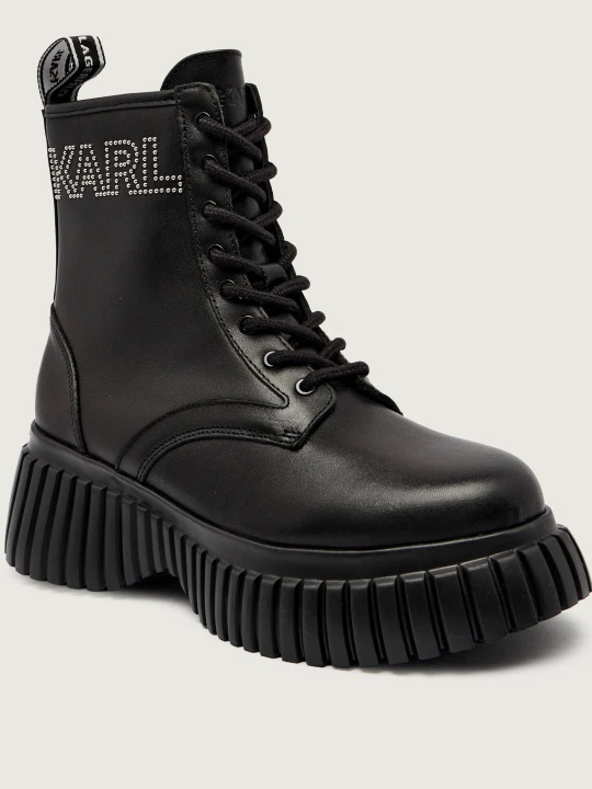 Zdjęcie produktu Karl Lagerfeld Skórzane botki KREEPER WEDGE czarny