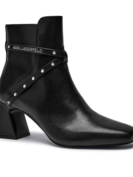 Zdjęcie produktu Karl Lagerfeld Skórzane botki na słupku Beata czarny