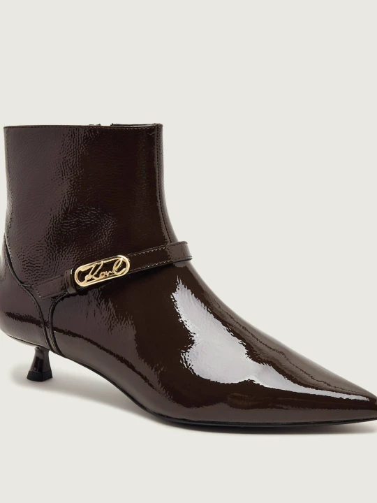 Zdjęcie produktu Karl Lagerfeld Skórzane botki na słupku Pasha brązowy