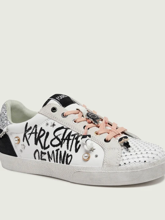 Zdjęcie produktu Karl Lagerfeld Skórzane sneakersy Skool Karl State of Mind | zamsz biały