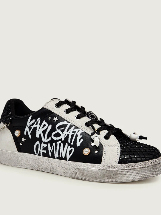 Zdjęcie produktu Karl Lagerfeld Skórzane sneakersy Skool Karl State of Mind | zamsz czarny