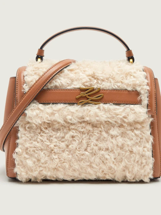 Zdjęcie produktu Karl Lagerfeld Skórzany kuferek K / Autograph | shearling brązowy