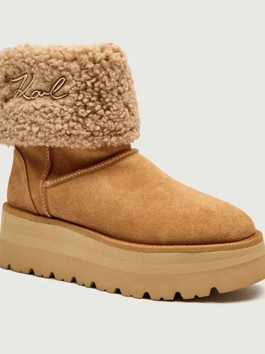 Zdjęcie produktu Karl Lagerfeld Śniegowce SKYLAR | shearling | zamsz beżowy