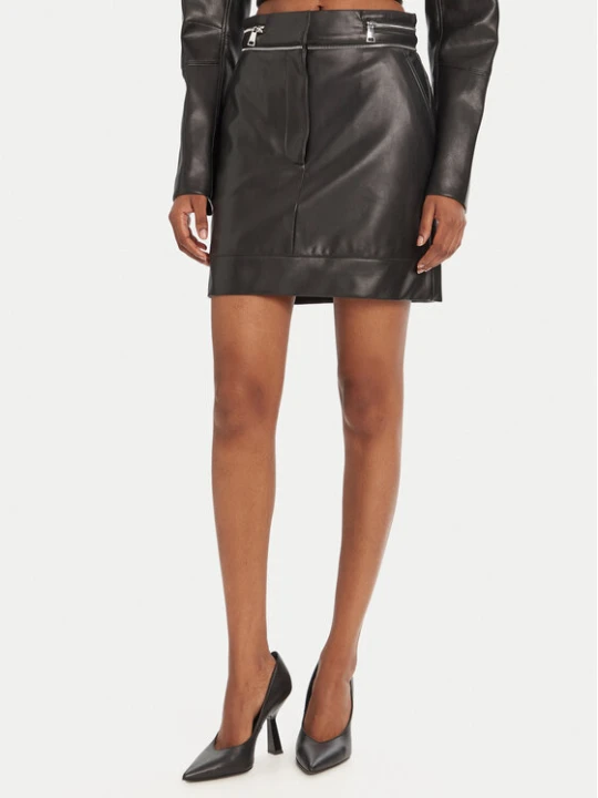 Zdjęcie produktu KARL LAGERFELD Spódnica z imitacji skóry A3W12014 Czarny Regular Fit