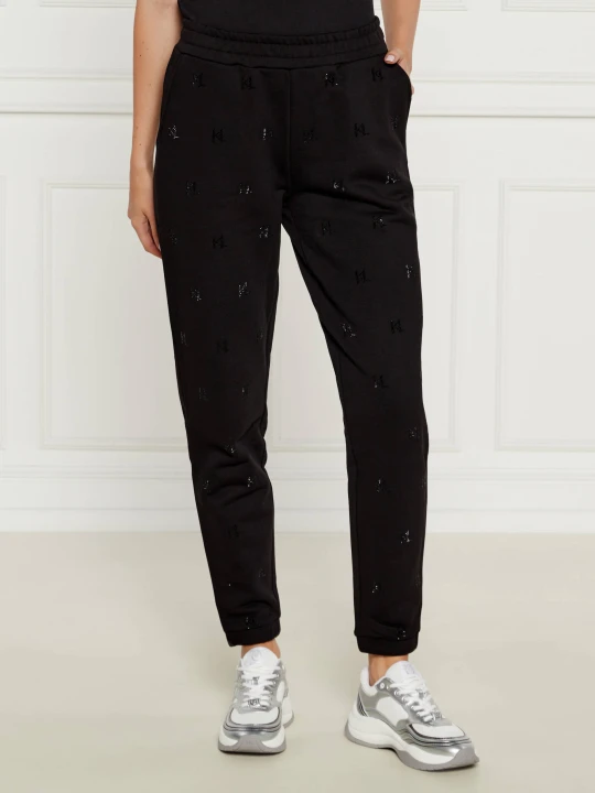 Zdjęcie produktu Karl Lagerfeld Spodnie dresowe Rhinestone | Regular Fit czarny