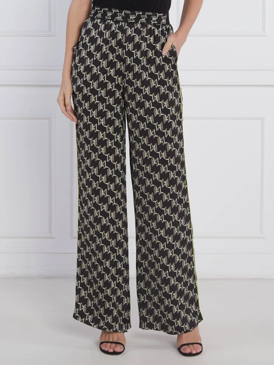 Zdjęcie produktu Karl Lagerfeld Spodnie PRINTED MONOGRAM | flare fit | high waist czarny