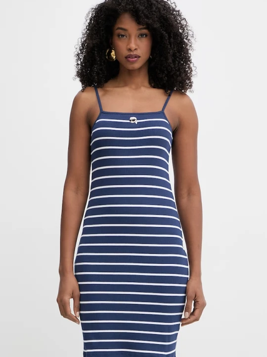 Zdjęcie produktu Karl Lagerfeld sukienka bodycon bawełniana z elastanem IKON granatowy