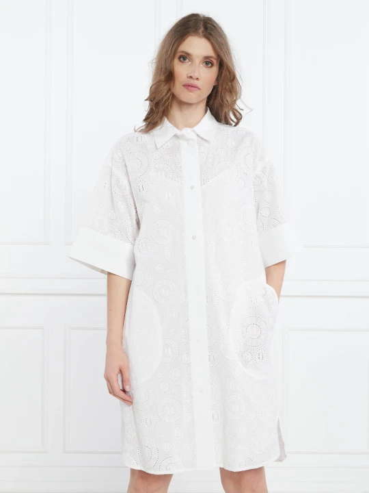 Zdjęcie produktu Karl Lagerfeld Sukienka broderie anglaise shirtdress biały