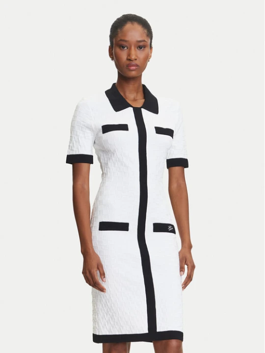 Zdjęcie produktu KARL LAGERFELD Sukienka dzianinowa A3W13036 Écru Slim Fit Kremowy