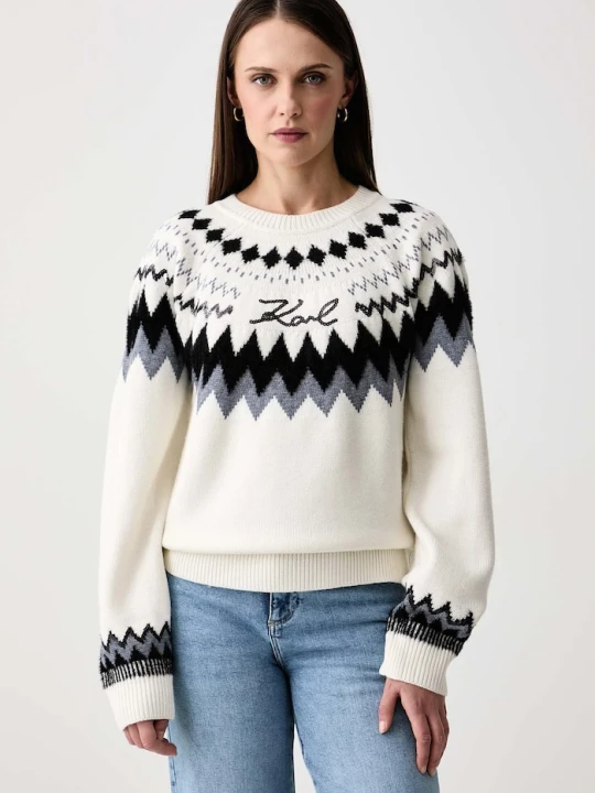 Zdjęcie produktu Karl Lagerfeld sweter damski z wełną beżowy