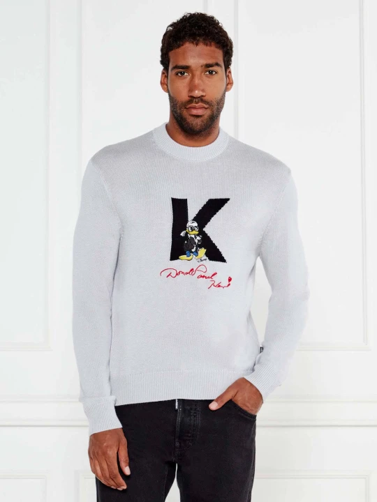 Zdjęcie produktu Karl Lagerfeld Sweter | Karl Lagerfeld X Disney | Regular Fit | z dodatkiem wełny szary