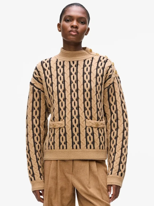 Zdjęcie produktu Karl Lagerfeld sweter z dodatkiem wełny brązowy