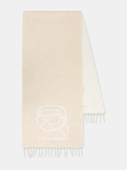 Zdjęcie produktu Karl Lagerfeld szalik z dodatkiem wełny IKON beżowy