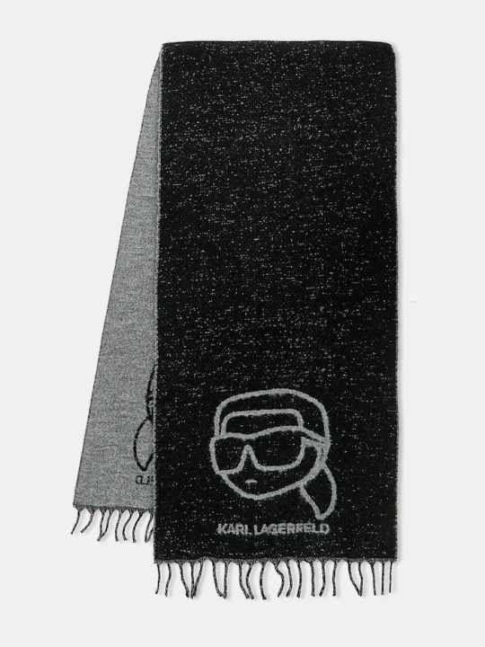 Zdjęcie produktu Karl Lagerfeld szalik z dodatkiem wełny IKON czarny