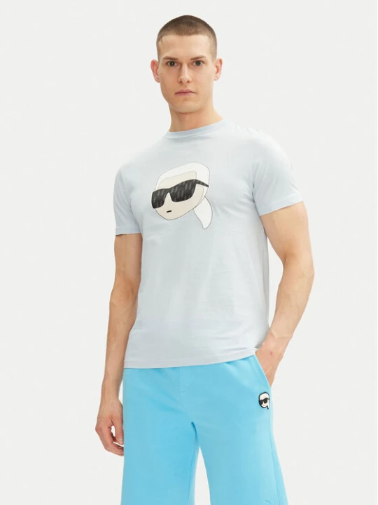 Zdjęcie produktu KARL LAGERFELD T-Shirt 755073 552251 Błękitny Regular Fit Niebieski jasny