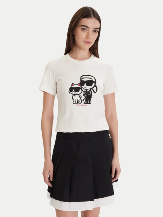 Zdjęcie produktu KARL LAGERFELD T-Shirt A1W17129 Écru Regular Fit Kremowy