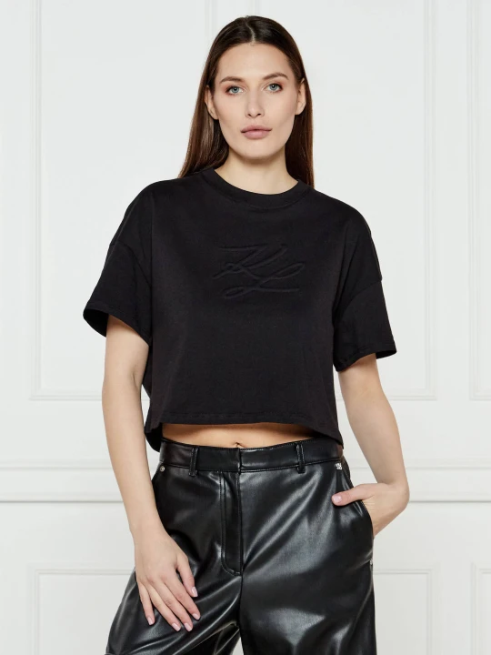 Zdjęcie produktu Karl Lagerfeld T-shirt AUTOGRAPH | Cropped Fit czarny