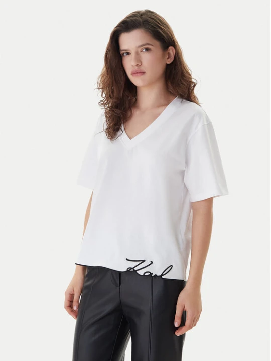 Zdjęcie produktu KARL LAGERFELD T-Shirt B1W17031 Biały Relaxed Fit