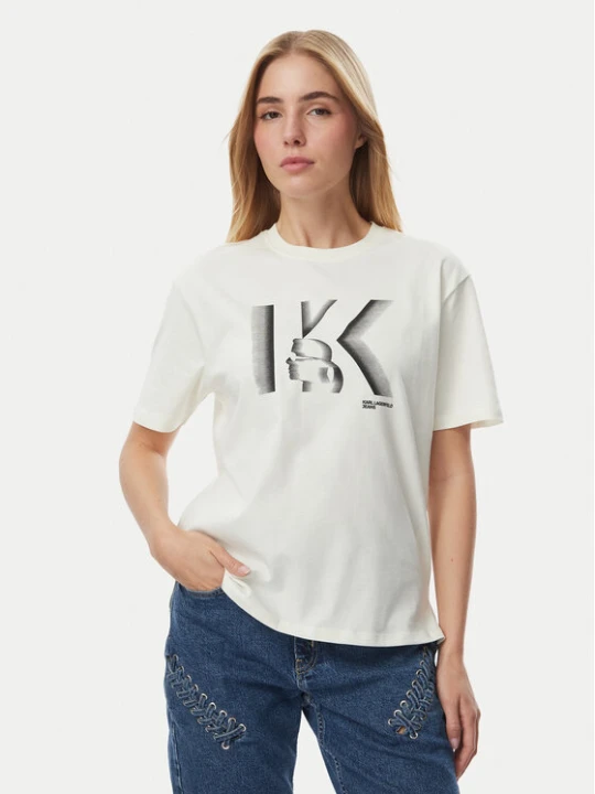Zdjęcie produktu KARL LAGERFELD T-Shirt B4W17003 Kremowy Regular Fit