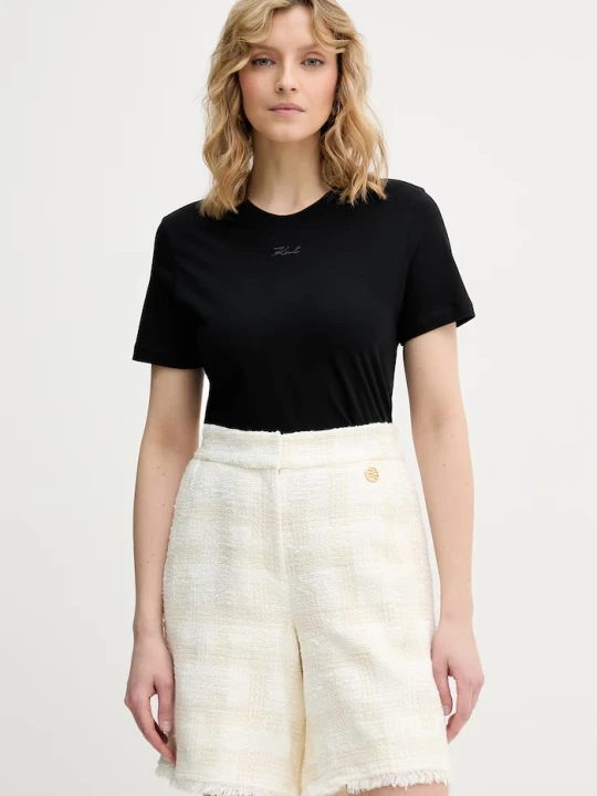 Zdjęcie produktu Karl Lagerfeld t-shirt basic damski bawełniany czarny