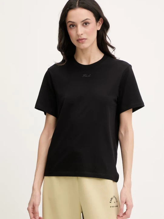 Zdjęcie produktu Karl Lagerfeld t-shirt basic damski bawełniany czarny
