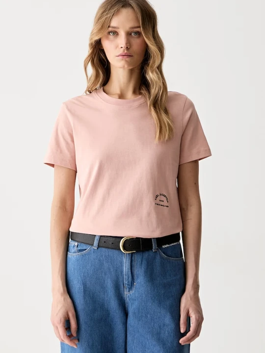 Zdjęcie produktu Karl Lagerfeld T-shirt basic damski bawełniany różowy