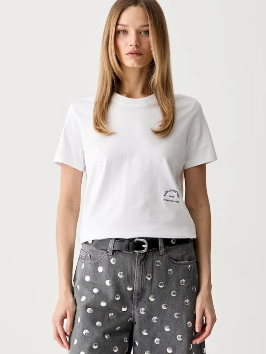 Zdjęcie produktu Karl Lagerfeld T-shirt basic damski bawełniany biały