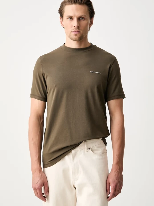 Zdjęcie produktu Karl Lagerfeld T-shirt basic męski bawełniany z elastanem zielony