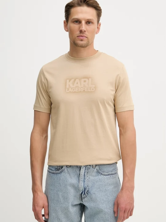 Zdjęcie produktu Karl Lagerfeld t-shirt bawełniany beżowy
