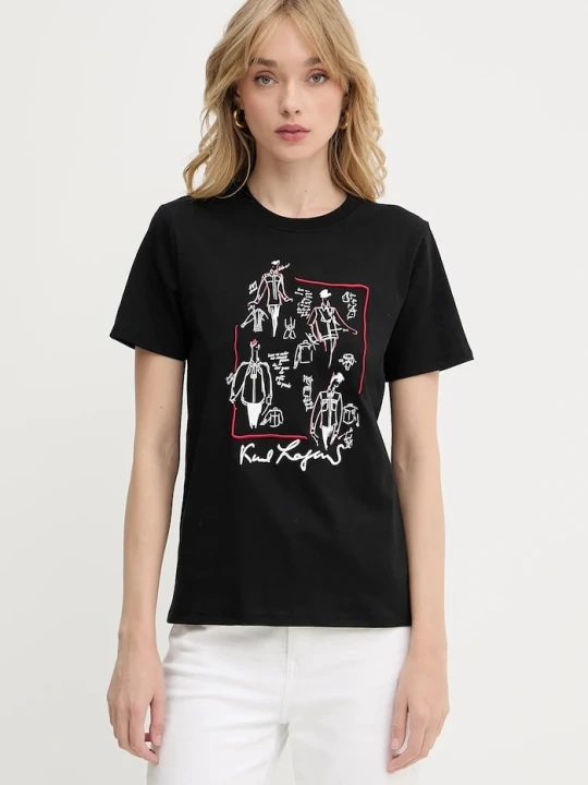 Zdjęcie produktu Karl Lagerfeld t-shirt bawełniany czarny